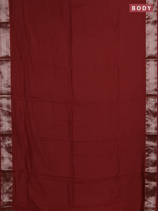 Semi chanderi saree rust shade with plain body and zari woven border