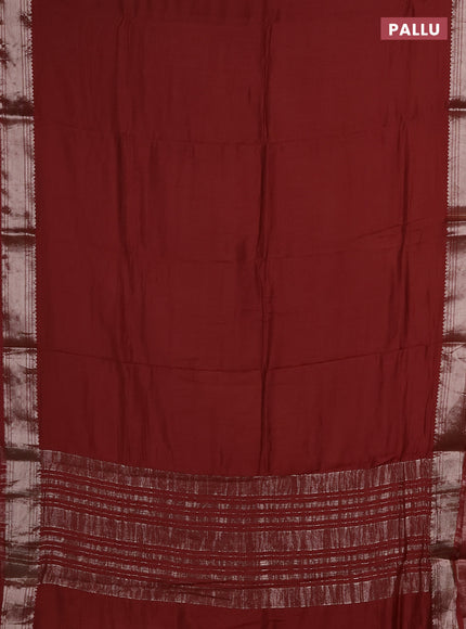 Semi chanderi saree rust shade with plain body and zari woven border