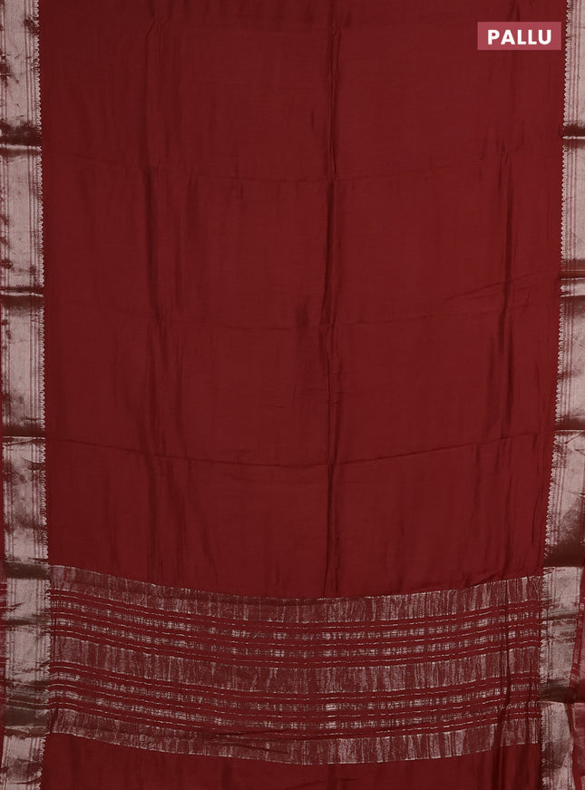 Semi chanderi saree rust shade with plain body and zari woven border