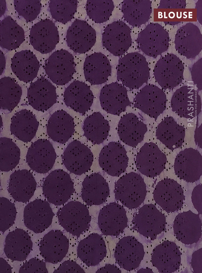 Semi chanderi saree purple with plain body and zari woven border