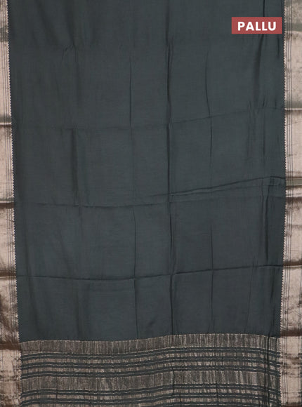 Semi chanderi saree green with plain body and zari woven border