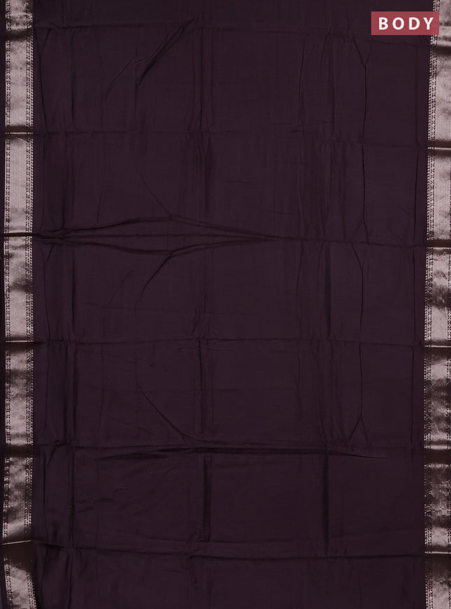 Semi chanderi saree coffee brown and beige with plain body and zari woven border