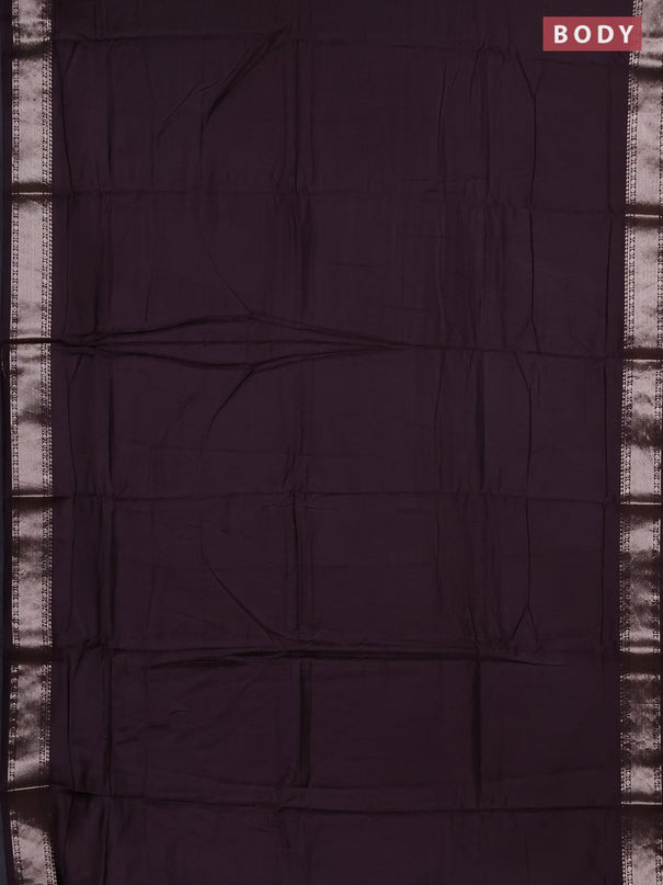 Semi chanderi saree coffee brown and beige with plain body and zari woven border