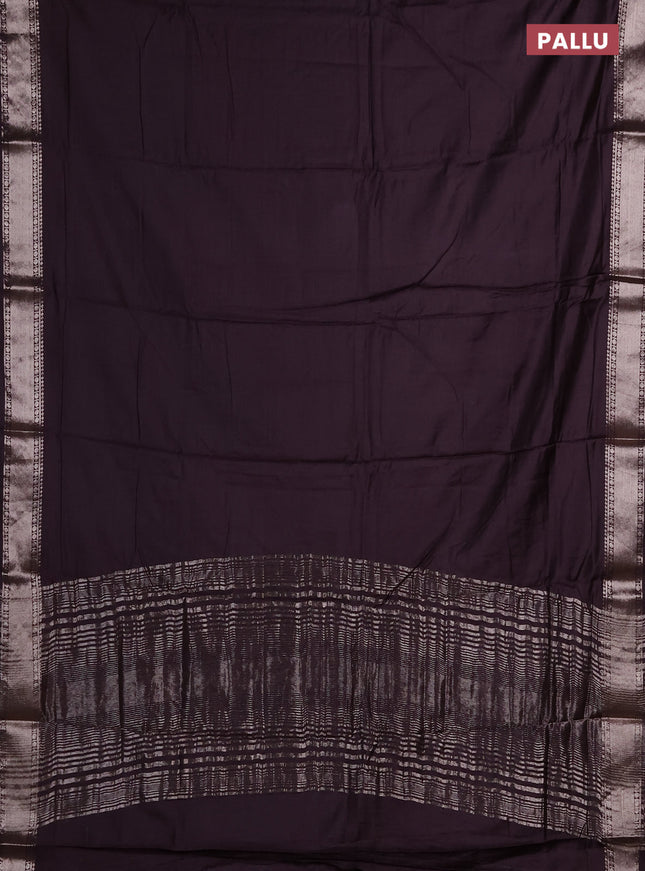 Semi chanderi saree coffee brown and beige with plain body and zari woven border