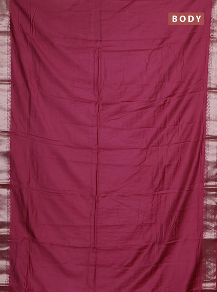 Semi chanderi saree mauve pink and beige with plain body and zari woven border