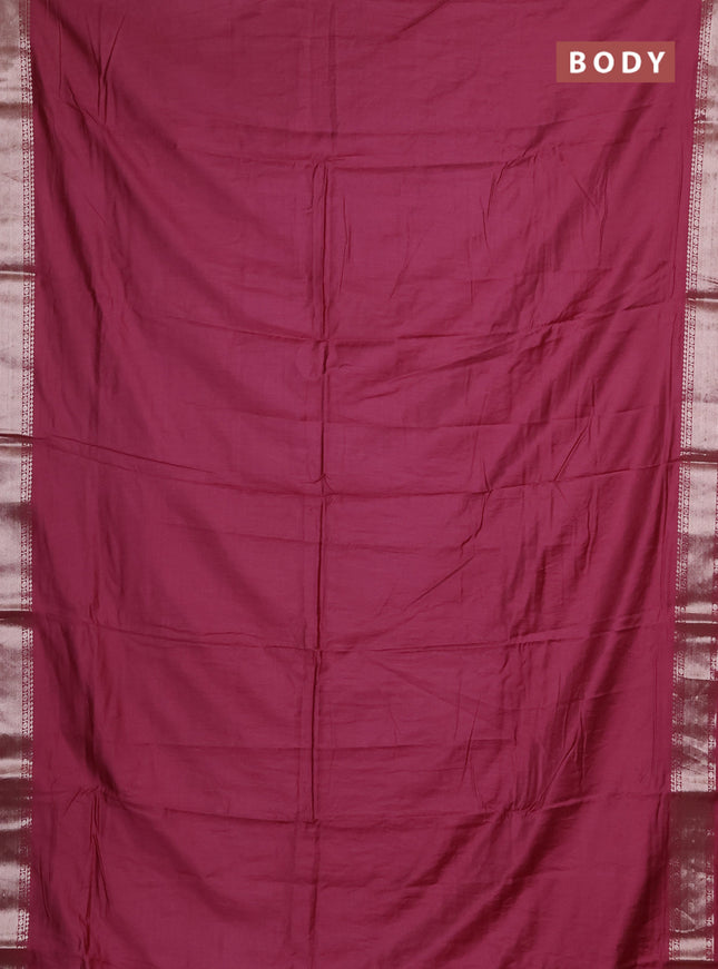 Semi chanderi saree mauve pink and beige with plain body and zari woven border