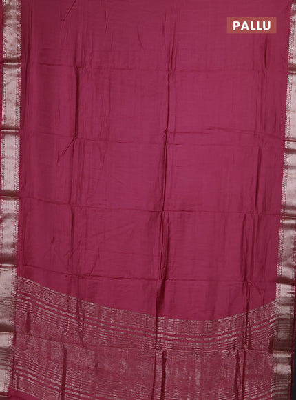 Semi chanderi saree mauve pink and beige with plain body and zari woven border