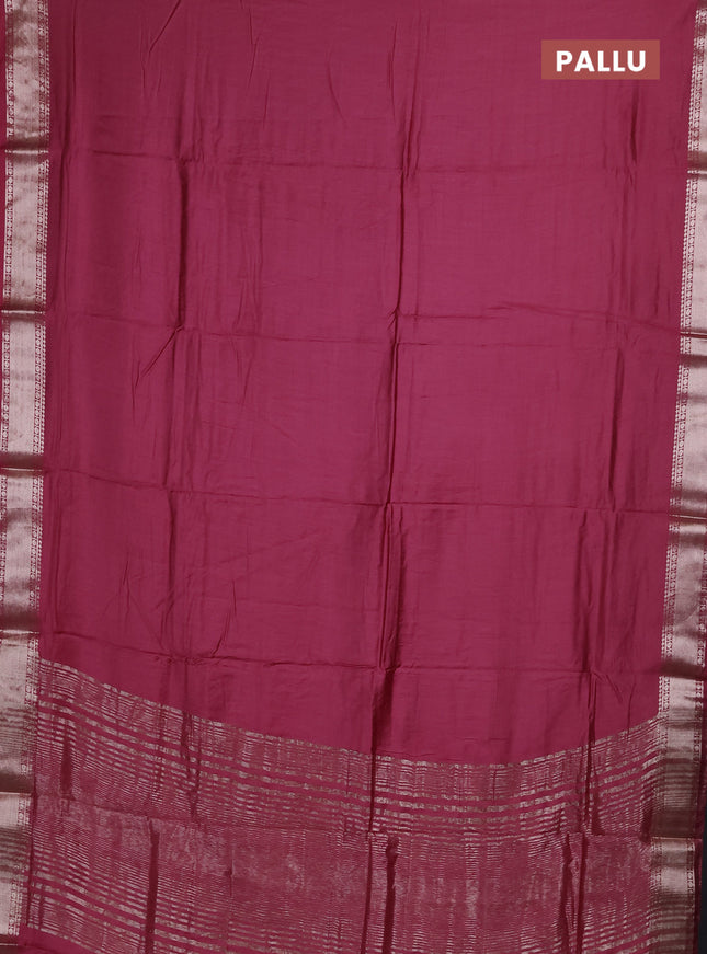 Semi chanderi saree mauve pink and beige with plain body and zari woven border