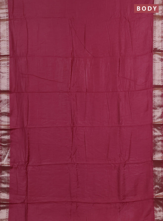 Semi chanderi saree pink and beige with plain body and zari woven border