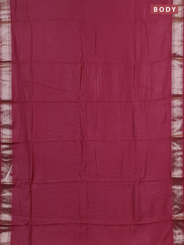 Semi chanderi saree pink and beige with plain body and zari woven border