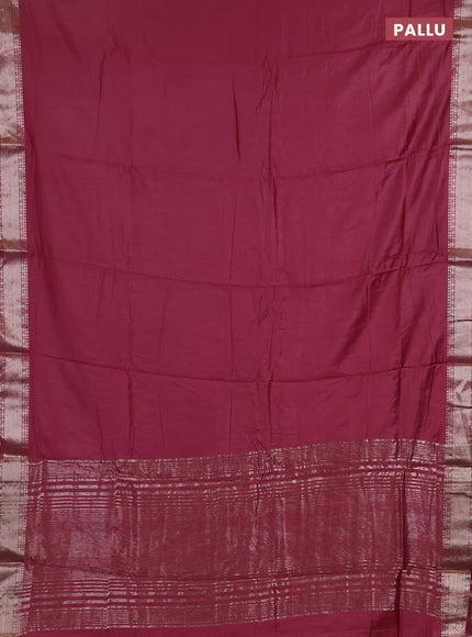 Semi chanderi saree pink and beige with plain body and zari woven border
