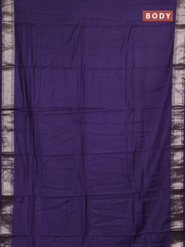 Semi chanderi saree deep purple and beige with plain body and zari woven border