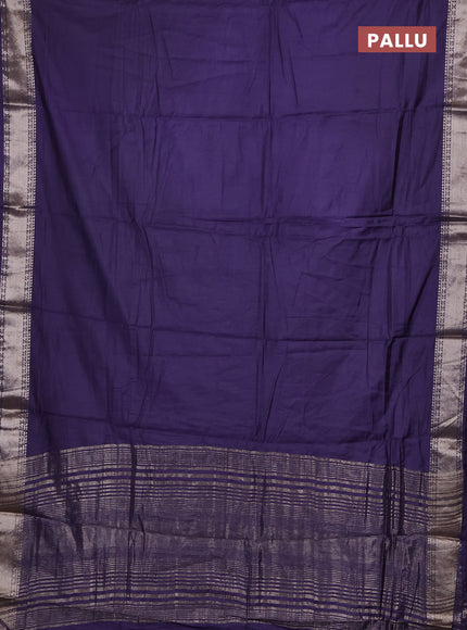 Semi chanderi saree deep purple and beige with plain body and zari woven border