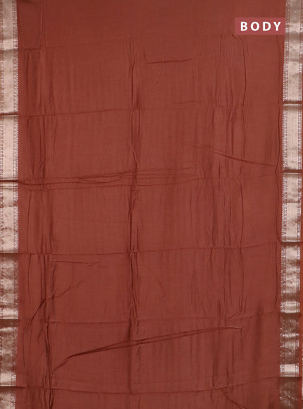 Semi chanderi saree rust shade and beige with plain body and zari woven border