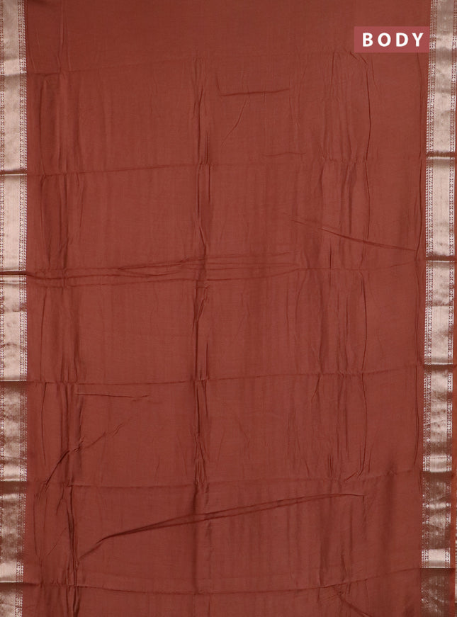 Semi chanderi saree rust shade and beige with plain body and zari woven border
