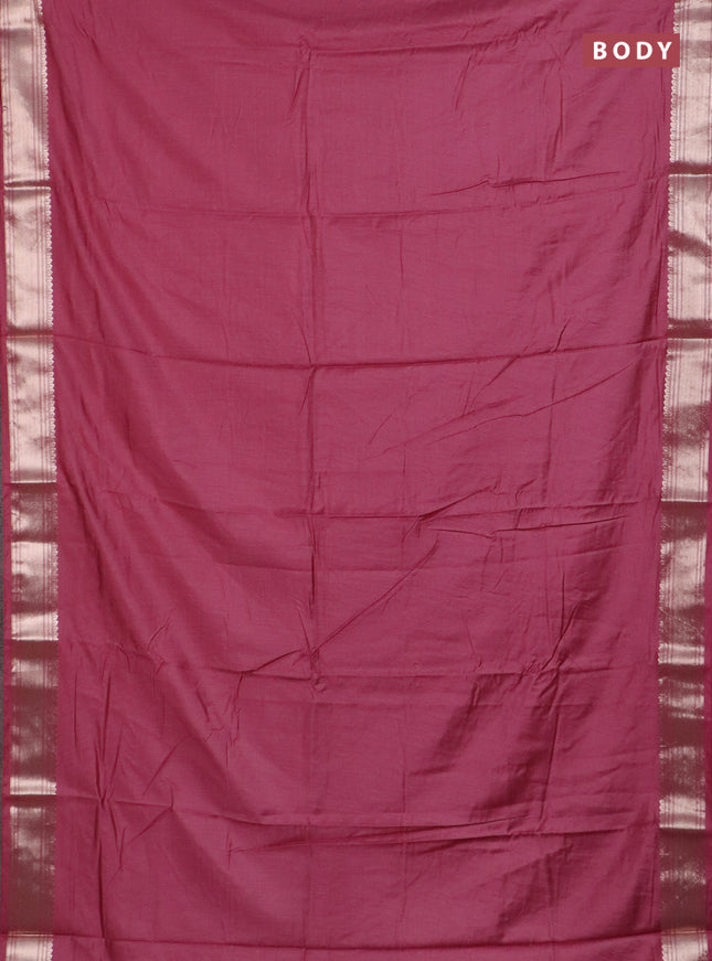 Semi chanderi saree mauve pink and beige with plain body and zari woven border