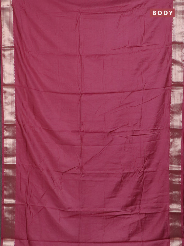 Semi chanderi saree mauve pink and beige with plain body and zari woven border