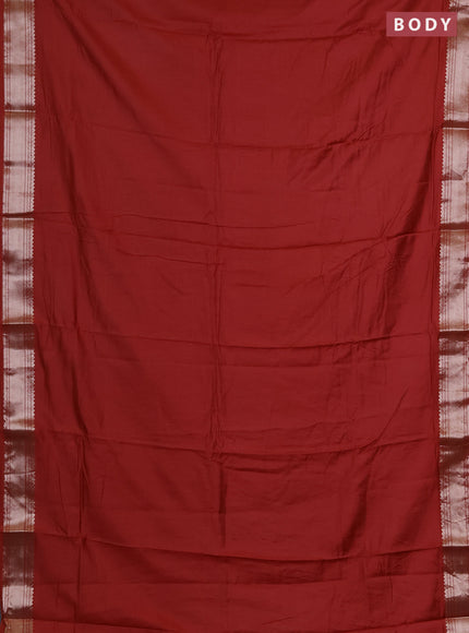 Semi chanderi saree rustic orange and beige with plain body and zari woven border