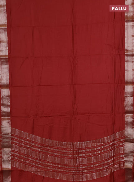 Semi chanderi saree rustic orange and beige with plain body and zari woven border