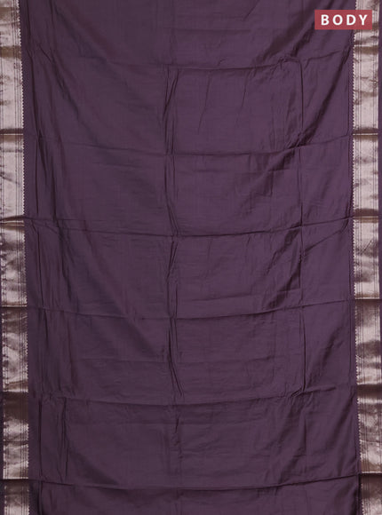 Semi chanderi saree wine shade and beige with plain body and zari woven border