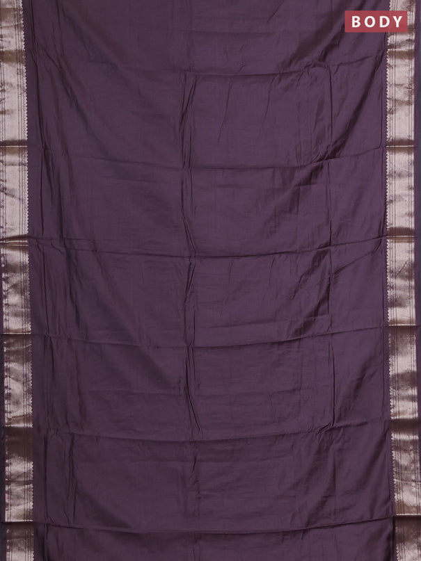 Semi chanderi saree wine shade and beige with plain body and zari woven border