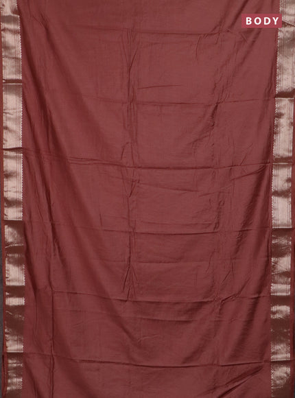 Semi chanderi saree rust shade and beige with plain body and zari woven border