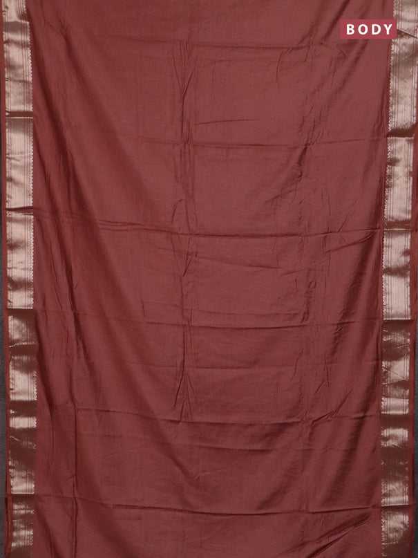 Semi chanderi saree rust shade and beige with plain body and zari woven border