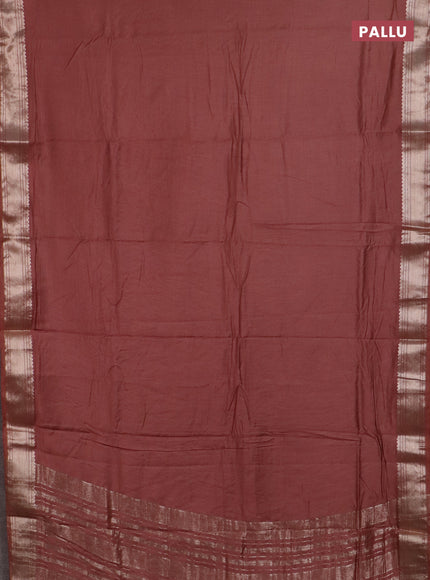 Semi chanderi saree rust shade and beige with plain body and zari woven border