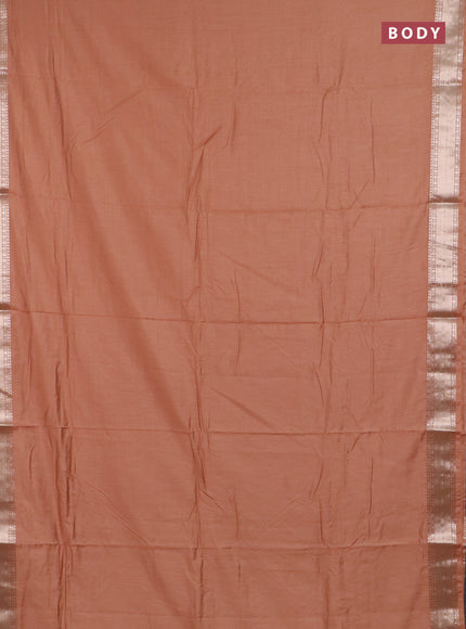 Semi chanderi saree rust shade and beige with plain body and zari woven border