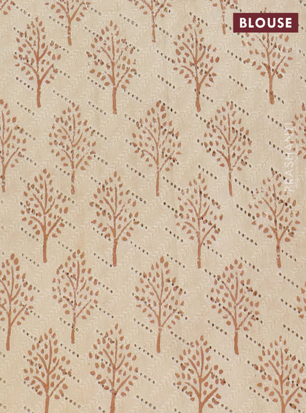 Semi chanderi saree rust shade and beige with plain body and zari woven border