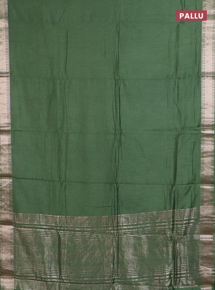 Semi chanderi saree light green and beige with plain body and zari woven border