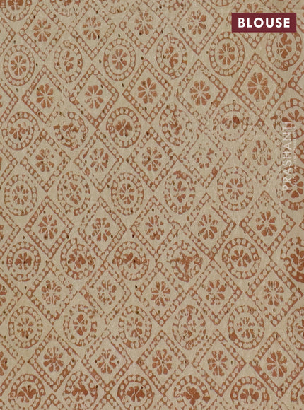 Semi chanderi saree sandal and beige with plain body and zari woven border
