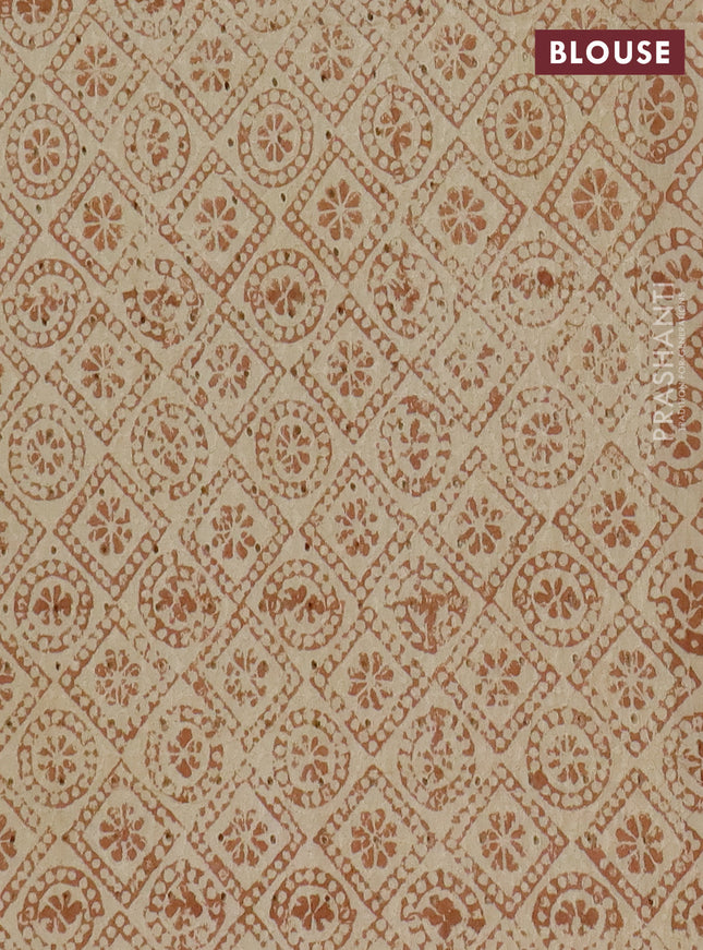 Semi chanderi saree sandal and beige with plain body and zari woven border