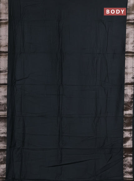 Semi chanderi saree bottle green and beige with plain body and zari woven border