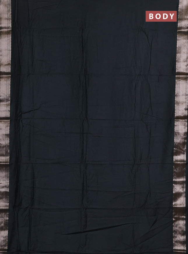 Semi chanderi saree bottle green and beige with plain body and zari woven border