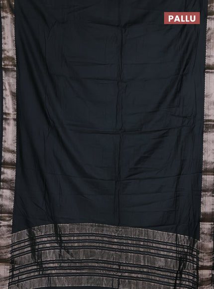 Semi chanderi saree bottle green and beige with plain body and zari woven border
