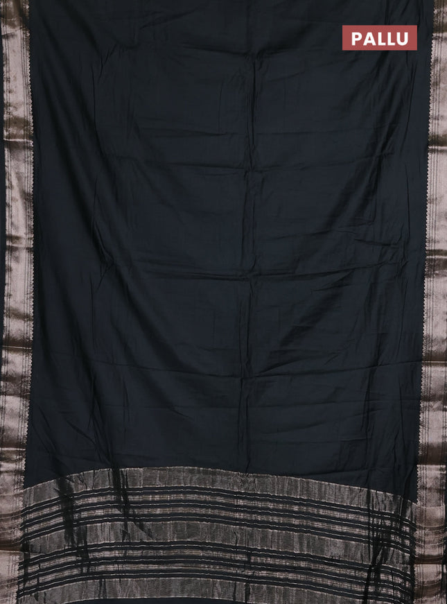 Semi chanderi saree bottle green and beige with plain body and zari woven border