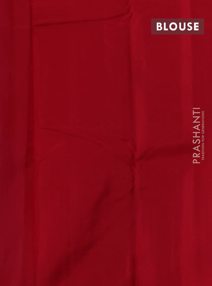 Kanchipuram silk saree dual shade of bluish purple and red with allover zari weaves & buttas in borderless style