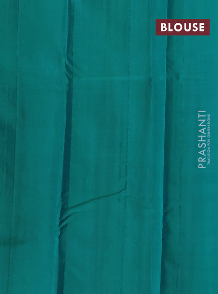 Kanchipuram silk saree violet and teal blue with allover zari weaves & buttas in borderless style