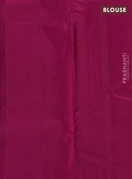 Kanchipuram silk saree bottle green and pink with zari woven buttas in borderless style