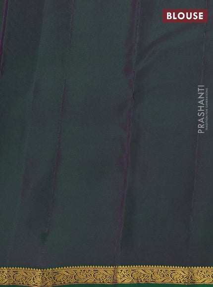 Kanchipuram silk saree dual shade of greenish pink and green with zari woven buttas and small zari woven border