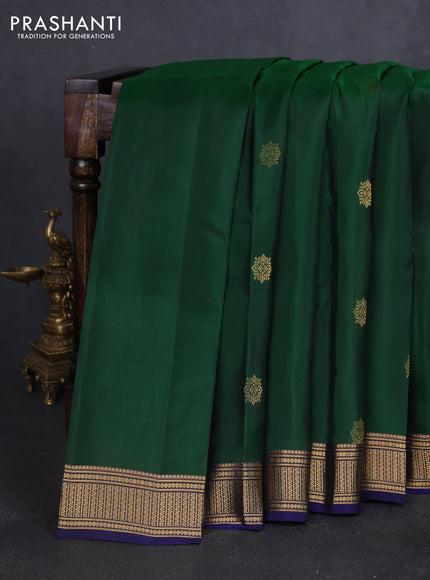 Kanchipuram silk saree green and blue with zari woven buttas and zari woven border