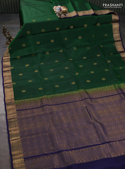 Kanchipuram silk saree green and blue with zari woven buttas and zari woven border