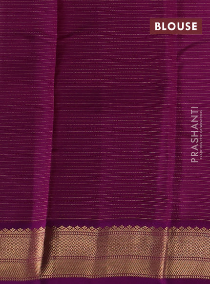 Kanchipuram silk saree beige and purple with allover small zari checks & buttas and rich zari woven korvai border