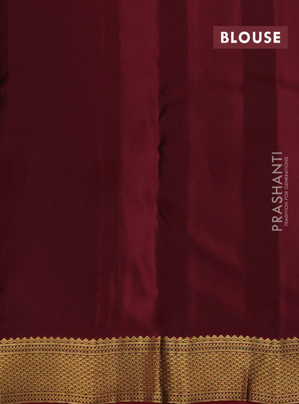 Kanchipuram silk saree green and maroon with zari woven buttas and zari woven border