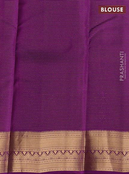 Kanchipuram silk saree mehendi green and purple with allover zari weaves & buttas and zari woven border