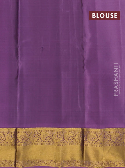Kanchipuram silk saree navy blue and lavender shade with zari woven buttas and zari woven border