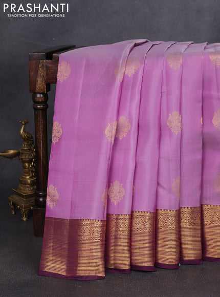 Kanchipuram silk saree lavender and purple with zari woven buttas and zari woven border