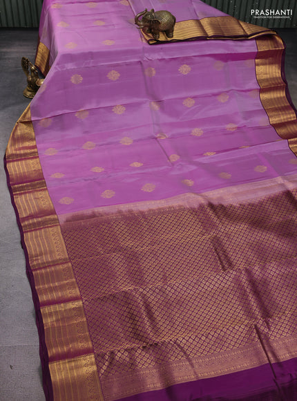 Kanchipuram silk saree lavender and purple with zari woven buttas and zari woven border