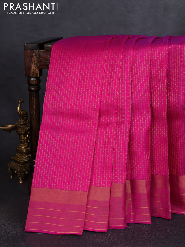 Kanchipuram silk saree pink and teal green with allover zari weaves and rich zari woven border